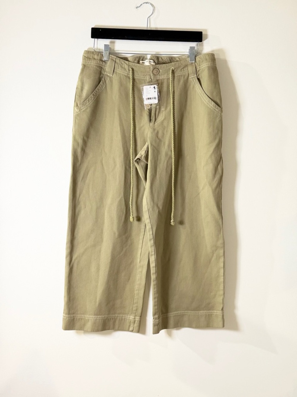 We The Free Eucalyptus Green Drawstring Wide-Leg Cropped Pants